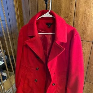 Harvey Barnard red pea coat